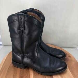 Ariat Heritage Roper Mens Black Leather Western Cowboy Boots Size 9.5 D Pull On